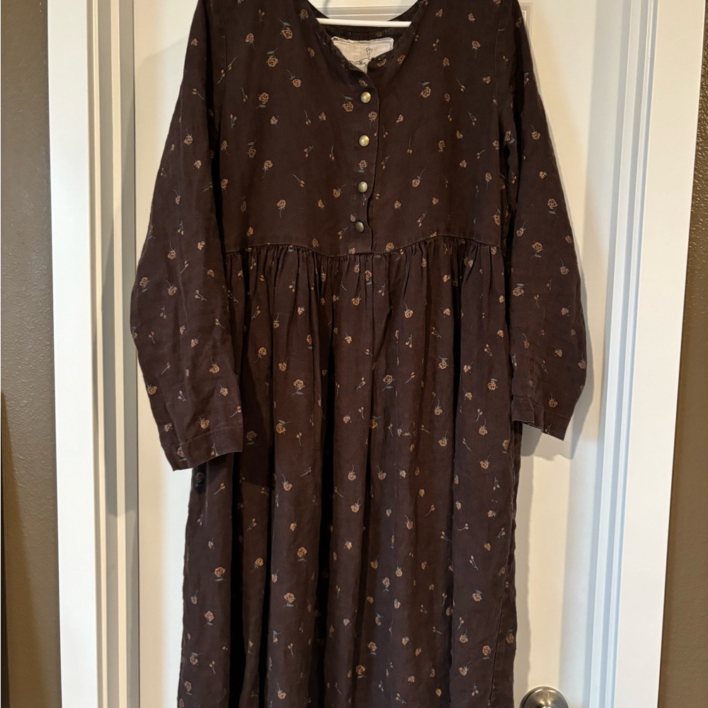 notPERFECTLINEN Brown Floral Midi Dress